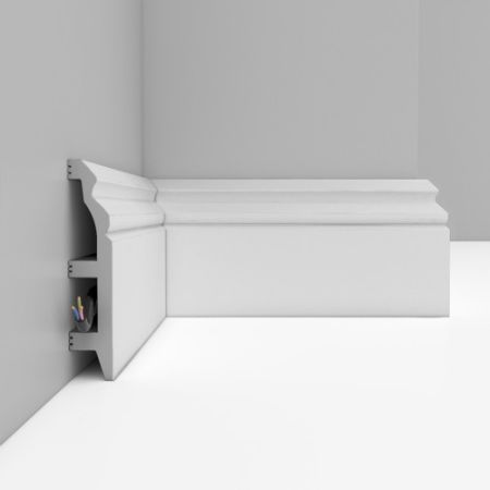 Плинтус Decomaster Белый D232-114 глянцевый 2400×100×22