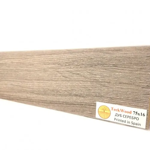 Плинтус МДФ ламинированный TeckWood Дуб Серебро 2150×75×16