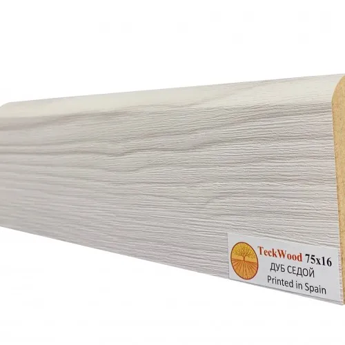 Плинтус МДФ ламинированный TeckWood Дуб Седой 2150×75×16