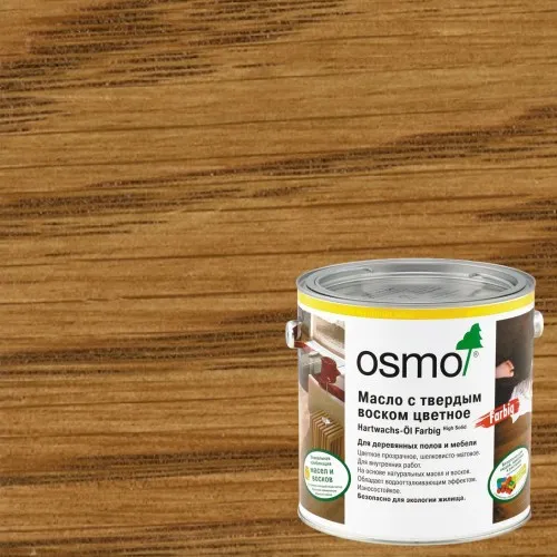 Масло с твердым воском для дерева Osmo Hartwachs-Ol Farbig цвет 3072 Янтарь шелковисто-матовое 0,22 л Масло с твердым воском для дерева Osmo Hartwachs-Ol Farbig цвет 3072 Янтарь шелковисто-матовое 0,22 л
