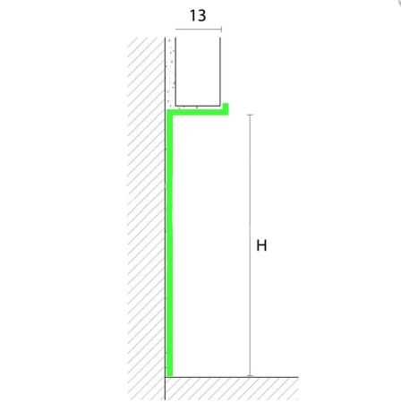 Плинтус Скрытый Скрытый  профиль анодированный Г образный с кантом 2 мм