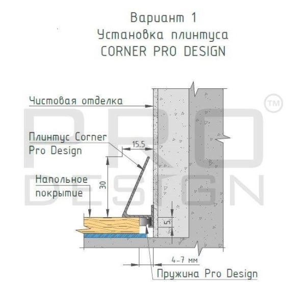 Плинтус Pro Design Щелевой плинтус Плинтус Pro Design Corner 570 Белый муар