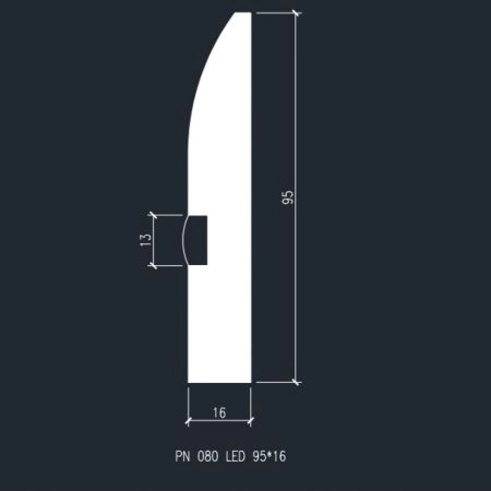 Плинтус Evrowood со светодиодной подсветкой Плинтус Evrowood МДФ Белый PN 080 Led 2000×95×16