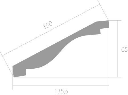 Лепнина Карнизы Карнизы Ultrawood потолочный CR 023 (2000 х 135,5 х 65)