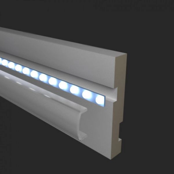 Плинтус Evrowood со светодиодной подсветкой Плинтус Evrowood МДФ Белый PN 101 Led  2000×100×16