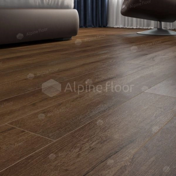 Кварц виниловое покрытие Alpine Floor Premium XL Дуб Шоколадный ECO 7-18 1220×183×8