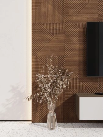 Стеновая панель Пирамида МДФ Орех-темный  500х500х8 (4 шт.)